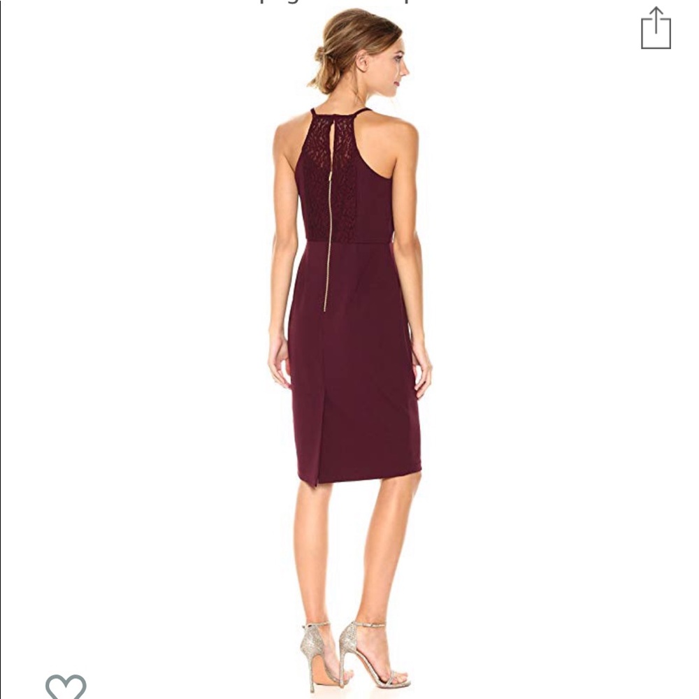 Midi long & lean sheath dress. Lace back details.